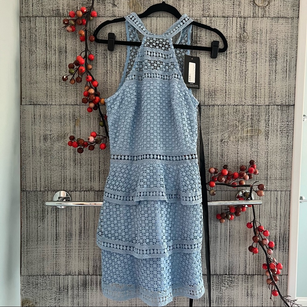 Rains dusty blue tiered eyelet body on dress - Picture 5 of 10